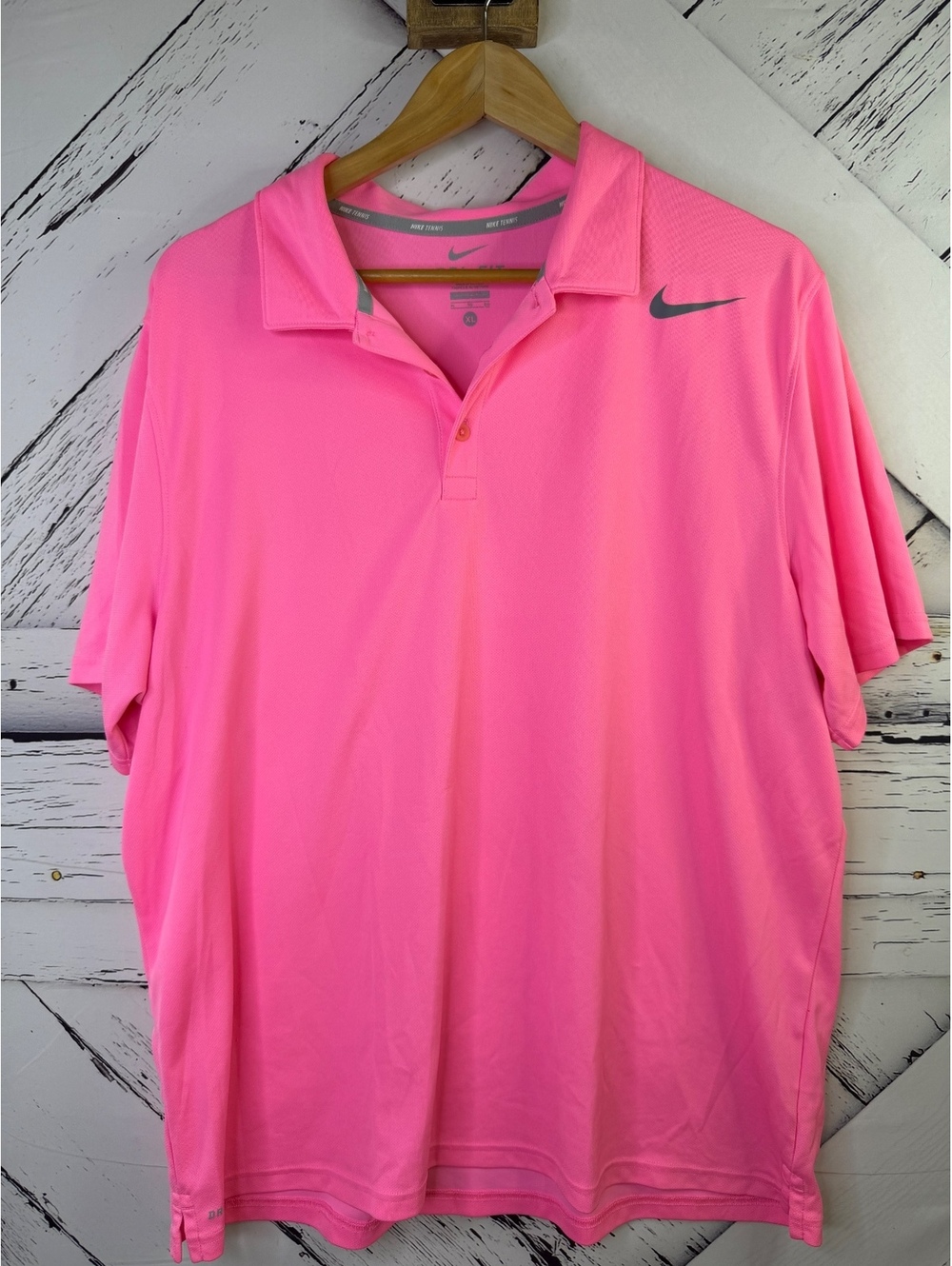 Nike Y2K Sporty Dri-FIT Neon Pink Golf Athletic Polo Shirt Men XL Athleisure